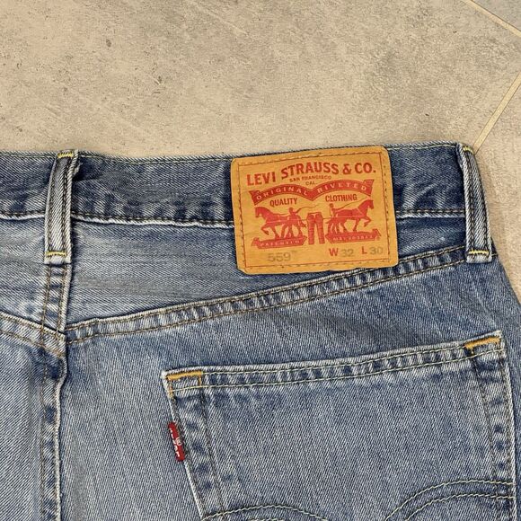 Levis 559 Jeans Mens 32x30 Blue Dark Wash Straight Leg Relaxed Fit Faded - Picture 3 of 11